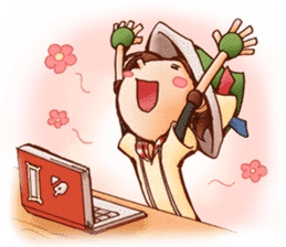 Hey grandpa and girl long nose sticker #1198439