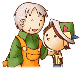 Hey grandpa and girl long nose sticker #1198441