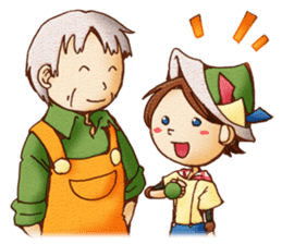 Hey grandpa and girl long nose sticker #1198442