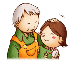 Hey grandpa and girl long nose sticker #1198460