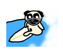 Surfing Pug sticker #1201590