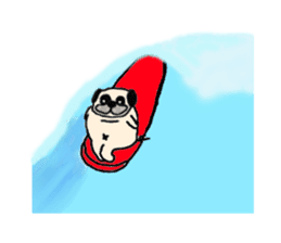 Surfing Pug sticker #1201597