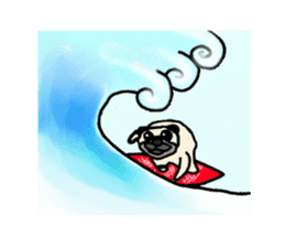 Surfing Pug sticker #1201602