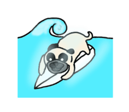 Surfing Pug sticker #1201609