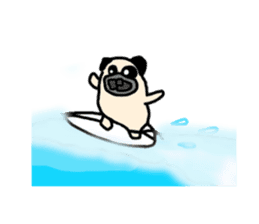 Surfing Pug sticker #1201612