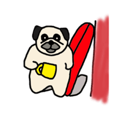 Surfing Pug sticker #1201619