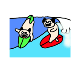 Surfing Pug sticker #1201620