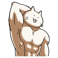 Muscle Cat Sticker By Kaiware Muscle Cat Sticker By Kaiware