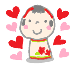 Japanese kokeshi doll hana-chan sticker #1207079