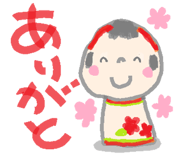 Japanese kokeshi doll hana-chan sticker #1207095