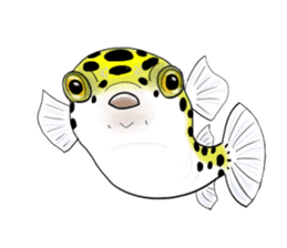 Green spotted puffer "TAMA" and friends sticker #1213175