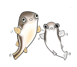 Green spotted puffer "TAMA" and friends sticker #1213187