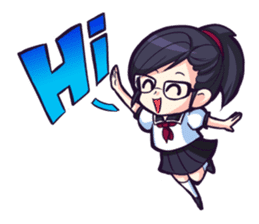 Titari Ridory Glasses Girl with ponytail sticker #1231602
