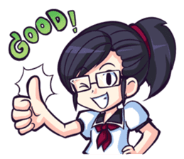 Titari Ridory Glasses Girl with ponytail sticker #1231604