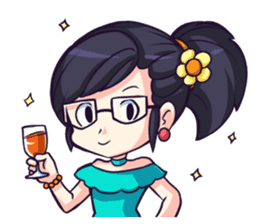 Titari Ridory Glasses Girl with ponytail sticker #1231623