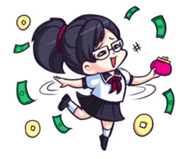 Titari Ridory Glasses Girl with ponytail sticker #1231625