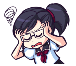 Titari Ridory Glasses Girl with ponytail sticker #1231632