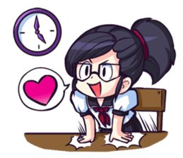 Titari Ridory Glasses Girl with ponytail sticker #1231637