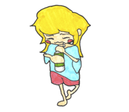 The Girl having Plastic Bottle sticker #1235425