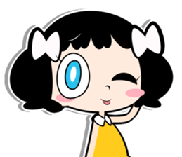 Girl of white ribbon sticker #1252597