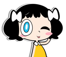 Girl of white ribbon sticker #1252597