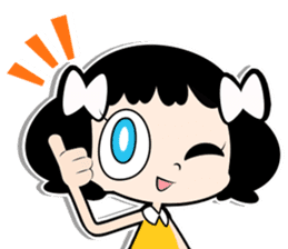 Girl of white ribbon sticker #1252599