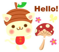 Rabbit and cat head of acorn sticker #1254882