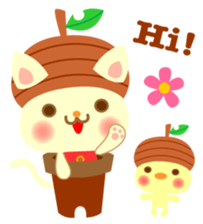 Rabbit and cat head of acorn sticker #1254883