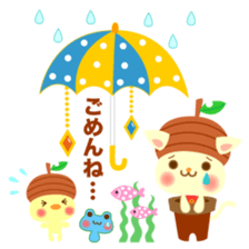 Rabbit and cat head of acorn sticker #1254889