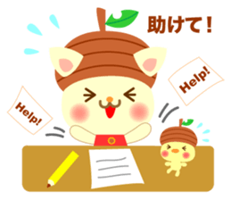 Rabbit and cat head of acorn sticker #1254905