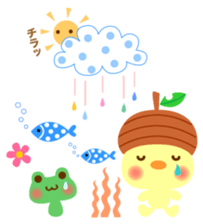 Rabbit and cat head of acorn sticker #1254915