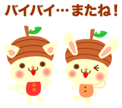 Rabbit and cat head of acorn sticker #1254921