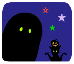 Ghosts and lovely black cat sticker #1262684