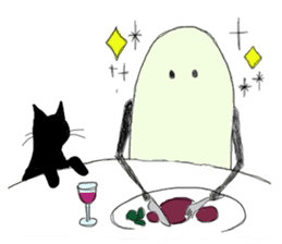 Ghosts and lovely black cat sticker #1262686