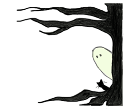 Ghosts and lovely black cat sticker #1262688
