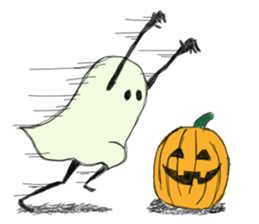 Ghosts and lovely black cat sticker #1262692