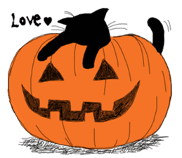 Ghosts and lovely black cat sticker #1262694