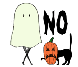 Ghosts and lovely black cat sticker #1262703
