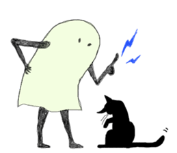 Ghosts and lovely black cat sticker #1262704