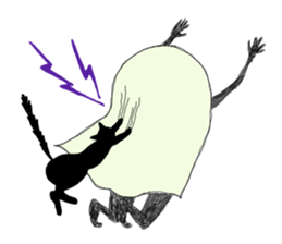 Ghosts and lovely black cat sticker #1262714