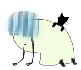 Ghosts and lovely black cat sticker #1262715