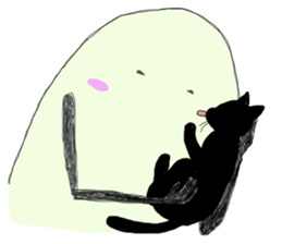 Ghosts and lovely black cat sticker #1262719