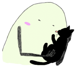 Ghosts and lovely black cat sticker #1262719