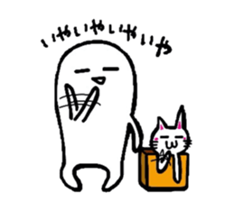 White-Man & Hakoiri-Cat 2 sticker #1278411