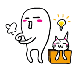 White-Man & Hakoiri-Cat 2 sticker #1278439