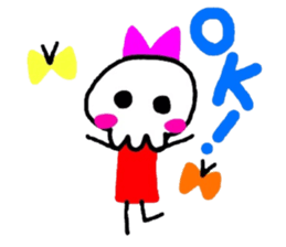 skull girl and black cat sticker #1280821