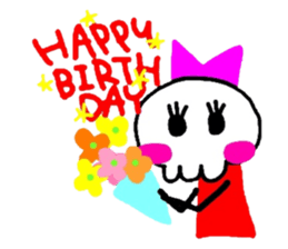 skull girl and black cat sticker #1280843