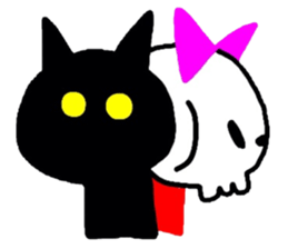 skull girl and black cat sticker #1280856