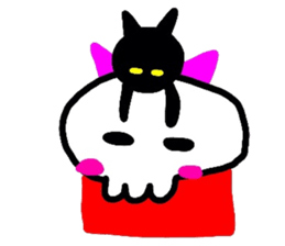 skull girl and black cat sticker #1280857