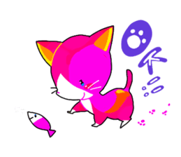 pink cat - hachiware sticker #1283379